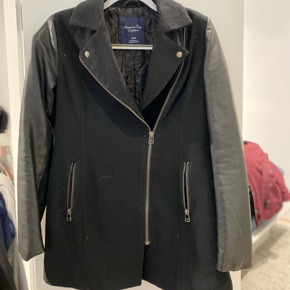 American Eagle Wool Moto Coat - Picture 1 of 7